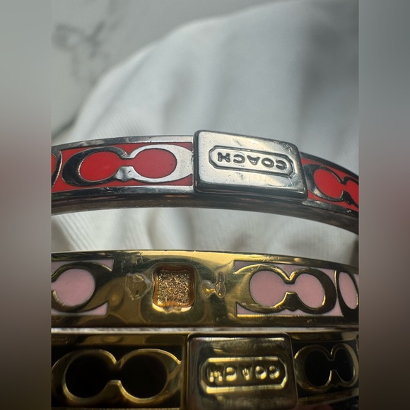 Coach Bangle Bracelet Set (3) - Red, Pink, Black - Picture 5 of 6